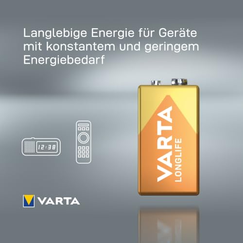 VARTA Batterien 9V Blockbatterie, 2 Stück, Longlife, Alkaline, Vorratspack, für Rauchmelder, Brand- & Feuermelder – Ansicht 5