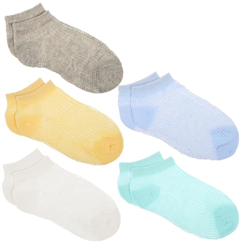 Infant Breathable Mesh Socks Kids Ankle Socks No Show 5 Pairs White Low Cut for Toddlers (1-3 Years)