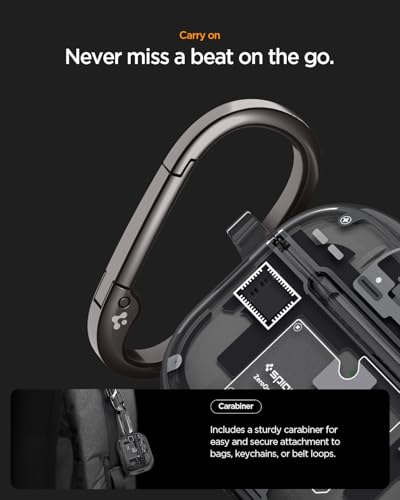 Image of Spigen for AirPods Pro 3 Case, Carabiner Included, MagSafe Compatible, Shock-Proof Cover, (Ultra Hybrid Mag Fit) - Zero One Black