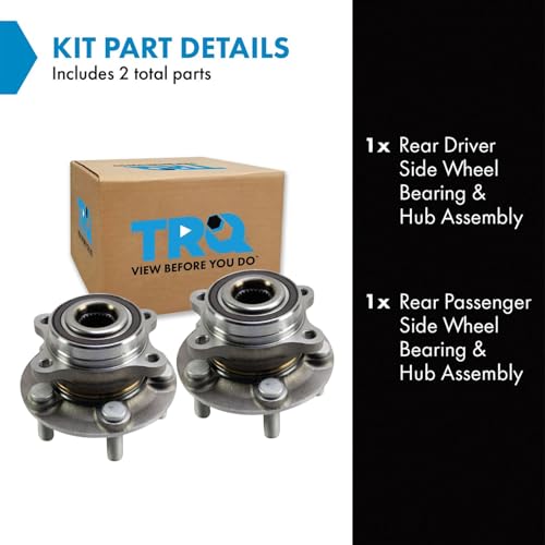 Image of TRQ Rear Left and Right Wheel Bearing and Hub Assembly Set 2 Piece Compatible with 2017-2018 Ford Fusion Sport 14mm Wheel Studs 2017-2020 Lincoln MKZ AWD