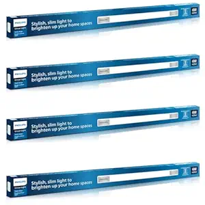 PHILIPS Space Glow 1ft LED Linear Cabinet Light | 6-watt LED Under Cabinet Wardrobe and Kitchen Light, Warm White, Pack of 4