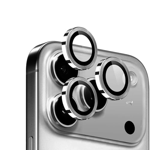 Image of amazon basics Camera Glass Lens Protector Ring for iPhone 17 Pro Case Friendly with Edge to Edge Coverage and Easy Installation (Gray)