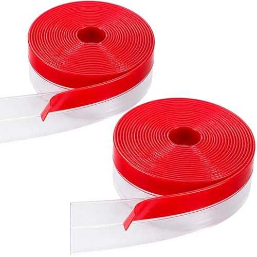 Brandzini Clear Weather Stripping Tape - Door Draft Stopper Under Door Seal Strip | Window Insulation Silicone Adhesive Tape Heavy Duty Bottom Stripping 10M (33Ft) Total 2-Pack