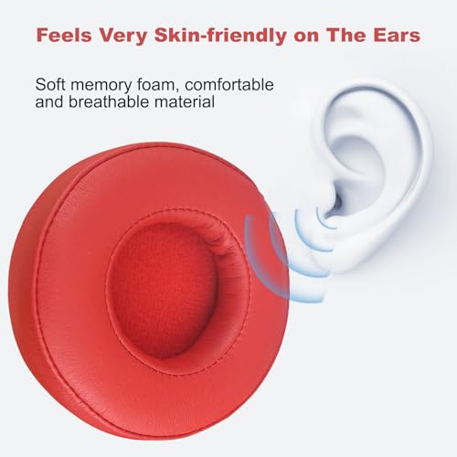 Alitutumao Replacement Earpads Ear Cushions Ear Cups para Beats by Dr Dre Pro Detox Wireless Headphones, Almohadillas de Espuma de Memoria (Rojo) miniatura 5