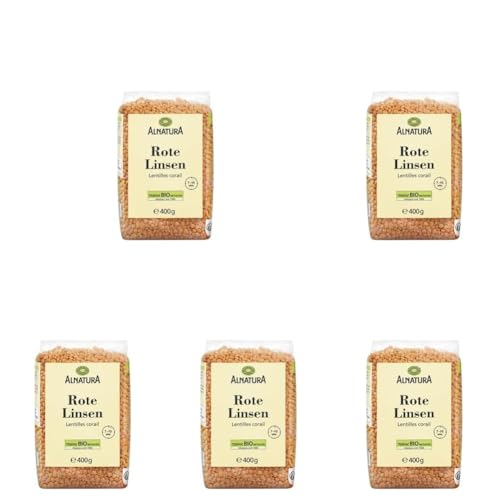 Alnatura Bio Rote Linsen, 400 g (Packung mit 5)