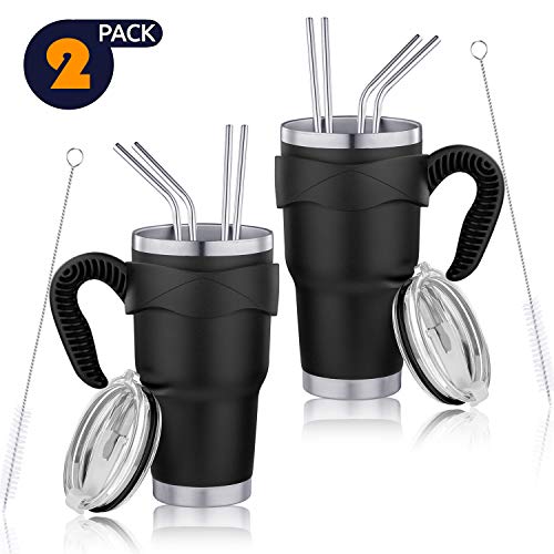 30oz Stainless Steel Tumbler, Vacuum Insulated Tumbler with Lid, Straw, Handle, Travel Mug