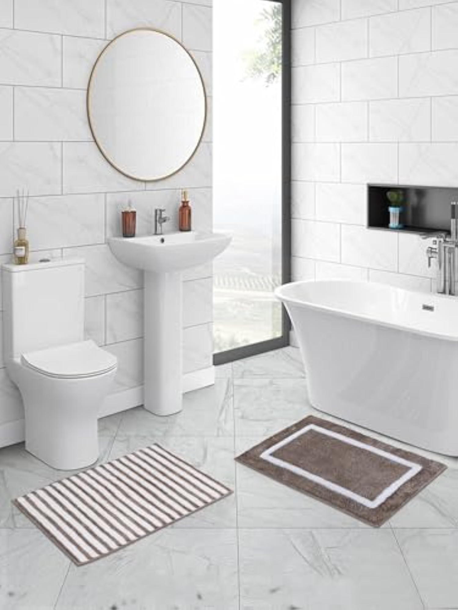 Non-Slip Bath Mat Set of 2, Soft & Quick-Dry Polyester
