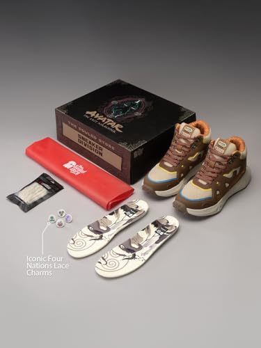 Image of The Souled Store Avatar: Elements Men and Boys High Top Sneakers Brown and Beige and Off White Streetwear Trainer PU and Mesh Phylon Midsole Durable Outsole Lace Up Lightweight