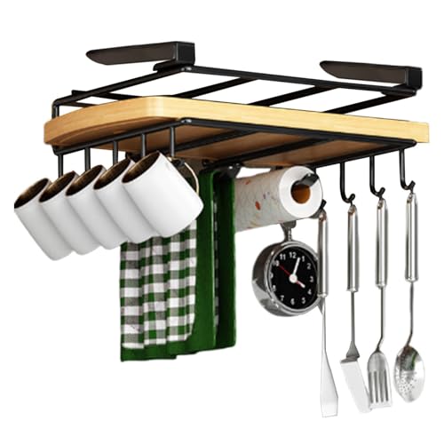 ARIOU Stainless Steel Modern Under Cabinet Hanger, Kitchen Storage and Organization, Black, 26.5*25*7cm | 10.4*9.8*2.7in