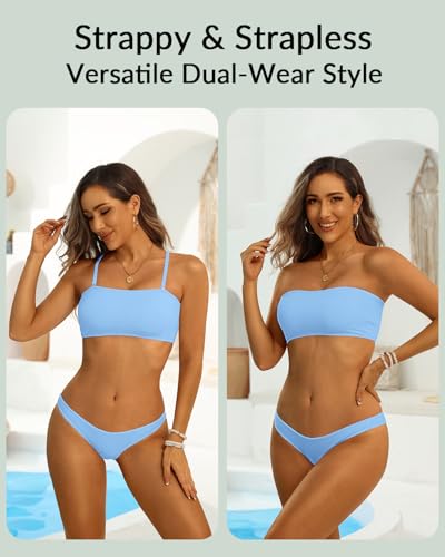 Image of Aqua Eve Women Strapless Bikini Top Only Bandeau Swim Top Tube Top Swimsuit