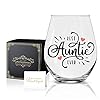 Perfectinsoy best aunt ever wine glass with gift box auntie gifts best auntie ever gift baby announcement funny auntie birthday gifts for new aunt aunt woman sister perfect aunt gift   urban country home decor