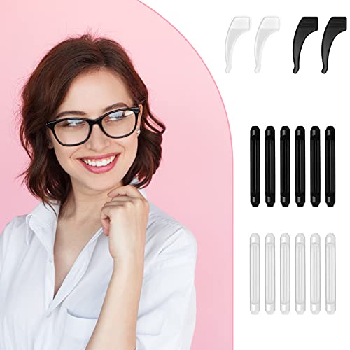 Jadin Coussins dOreille en Silicone pour Lunettes, Retenue de Lunettes, Support Antidérapant pour Lunettes Doux pour Enfants Adultes Lunettes Myopes, Lunettes de Lecture (Noir et Blanc) - Image 5