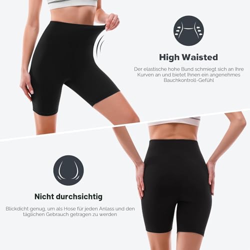 SINOPHANT Radlerhose Damen Kurz High Waist Shorts Leggings für Sommer Fitness Sport Yoga(L-XL,3 Schwarz)
