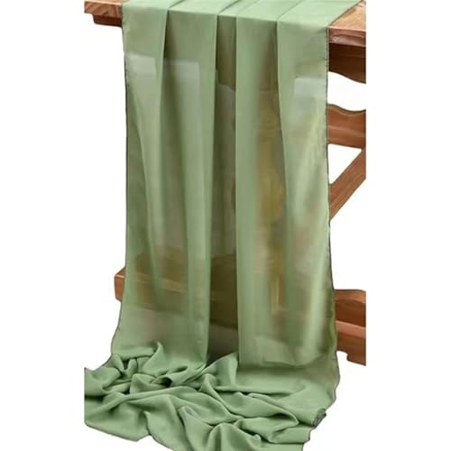 Chemin de table mousseline de soie vert rideau de table luxe 70x300cm