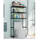 GarveeHome Rangement Au Dessus des Toilettes,Étagère WC à 3 Niveaux, Étagère De Salle De Bain avec Kit Anti Basculement, Gain De Place, Montage Facile, 50,5 x 30 x 134 cm
