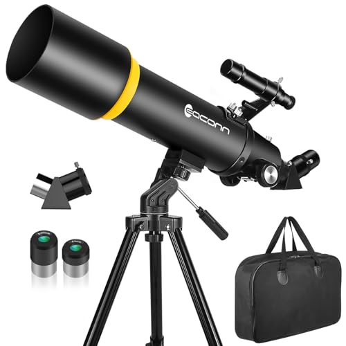 Teleskop für Erwachsene, 90 mm Blende, 600 mm Refraktor-Teleskop für Kinder und Anfänger, Teleskope für Erwachsene, Astronomie mit Handtasche und Handy-Adapter