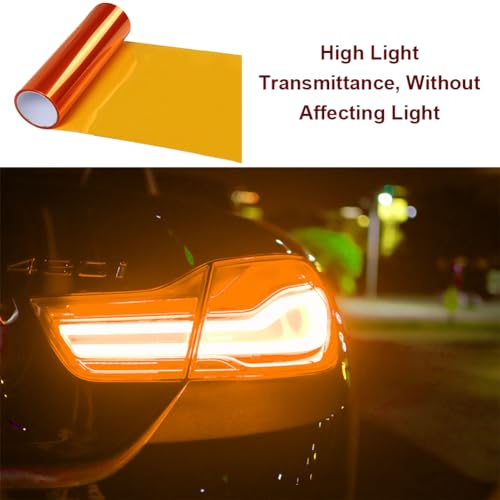 Scheinwerfer Folie Tönungsfolie Aufkleber,Scheinwerfer Folie Orange,Scheinwerfer Tönungsfolie,Rückleuchten Folie Aufkleber,Selbstklebende Scheinwerfer TailLights Tönung Vinyl Film,Auto Folie Orange