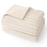 BEDSURE wasserdichte Hundedecke - 76x102 cm Hundedecke waschbar für mittelgroße Hunde, Haustier Decke flauschig und weich, Schutzdecke Hundesofa, Decke für Hunde, Creme