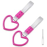 NOVWANG 2PCS Pink Tsurikawa Handles, Heart- Shaped Subway Rings, JDM Car Accessories for Decoration...