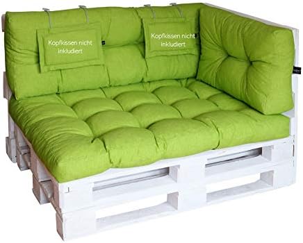 LILENO HOME Zestaw poduszek na palety antracytowe i zielone, dekoracyjne poduszki na palety 22 x 35 cm, poduszki na meble z palet, do użytku na zewnątrz, jako poduszka do siedzenia na meble z palet