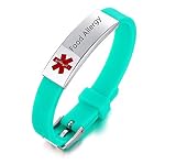 ZKXXJ Medical Alert Bracelets for Men Women Food Allergy,Silicone Wristband Emergency ID Identification Cuff Bracelet Health Systems Allergy Awareness Jewelry for Teens Adults