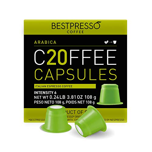 Bestpresso Coffee for Nespresso Original Machine 120 pods Certified Genuine Espresso Arabica Blend (Light Intensity), Pods Compatible with Nespresso