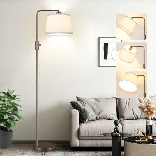 Image of Nintiue [Upgraded] Dimmable Floor Lamp, 1000 Lumens LED Edison Bulb Included, Modern Arc Standing Tall Brown Floor Lamp for Living Room Bedroom Office Dining Room