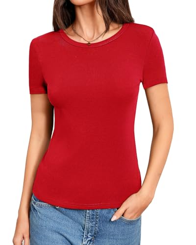 Abardsion Cotton Crewneck Long Sleeve Shirts for Women