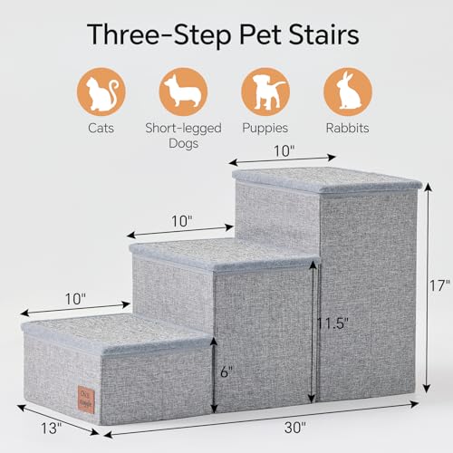 Dog-Stairs-for-Bed-and-Couch-17-H-3-Step-Portable-Dog-Steps-with-Detachable-Mats-Storage-Foldable-Pet-Steps-for-Small-Medium-or-Large-Dogs-Puppy-Grey - Cucciolini Doodles   Dog-Stairs-for-Bed-and-Couch-17-H-3-Step-Portable-Dog-Steps-with-Detachable-Mats-Storage-Foldable-Pet-Steps-for-Small-Medium-or-Large-Dogs-Puppy-Grey