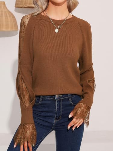 Women's Lace Sleeve Knit Sweater for Spring2