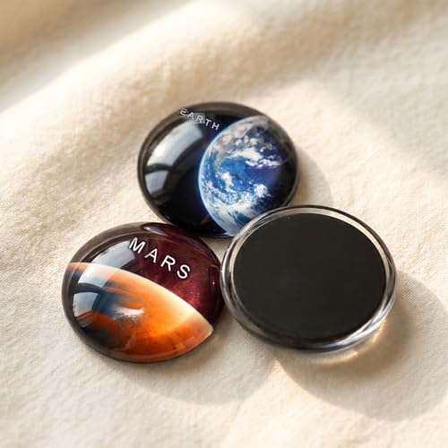 Imanes de nevera planetas, pack de 12 piezas redondas de vidrio miniatura 3