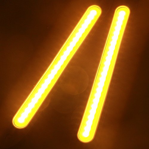 Grandviewtm 2X 8000K 70Smd White & Amber Auto Cob Led Waterproof Drl Daytime Running Turn Signal Light Headlight Fog Lamp #TOP5