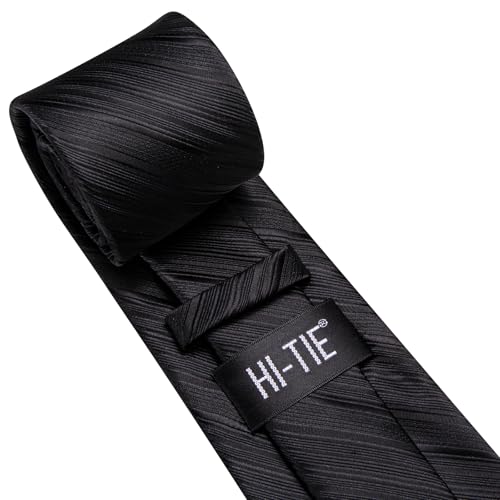 Image of Hi-Tie Men Ties Sets Silk Stripe Paisley Necktie Pocket Square Cufflinks for Business Wedding