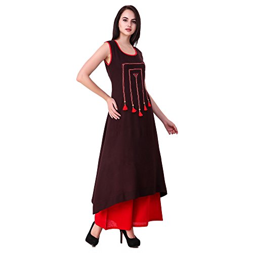 Image of Girl's /Women's Cotton Designer Tassel Kurti with Palazzo Pants Set