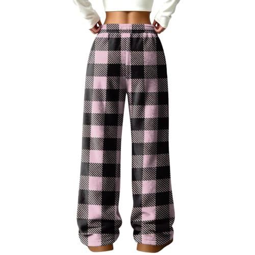 Wide Leg Pajama Pants for Women Comfort Checkered Flannel Fuzzy Pants | Lightweight, Fuzzy, Checkered, Low Waisted, Comfortable, Warm, Pajamas Bottom, Routine, Weeekend, Casual, Fall Outfits - image 7