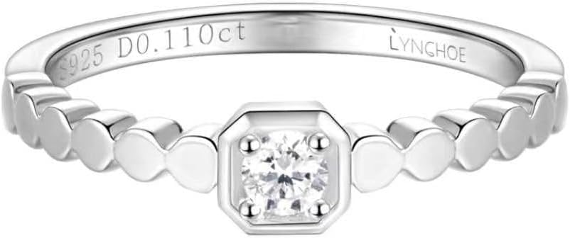 Lab Diamond Engagement Ring for Women,Sterling Silver Diamond Ring,Round Cut Solitaire Promise Diamond Ring, Size 5-9 Sterling Silver Wedding Band