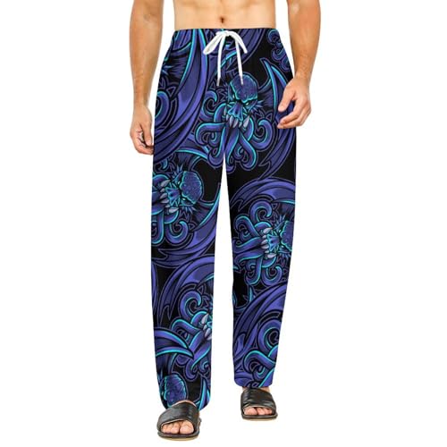 Cthulhu Esport Mascot Mens Pajama Pants Soft Lounge Pj Bottoms Lightweight Sleepwear Pants with Drawstring