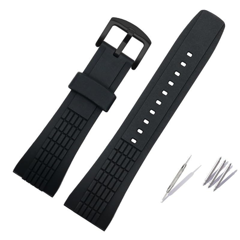 Bracelet en silicone 26mm noir caoutchouc montre sport homme dégagement rapide