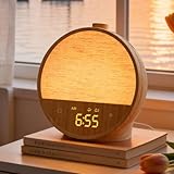 blonbar Despertador de luz diurna, despertador con luz al amanecer, lámparas de noche con 10 sonidos naturales y 10 sonidos blancos, lámpara de mesa con luz nocturna de ambiente RGB, despertador suave