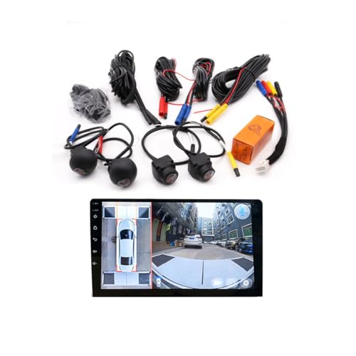 YLOXFW 3D Car 360 Degree Panoramic Camera AHD 1080P Starlight Night Vision Front+Rear+Left+Right 360° Camera Kit for Car Android GPS Navigation Radio Stereo