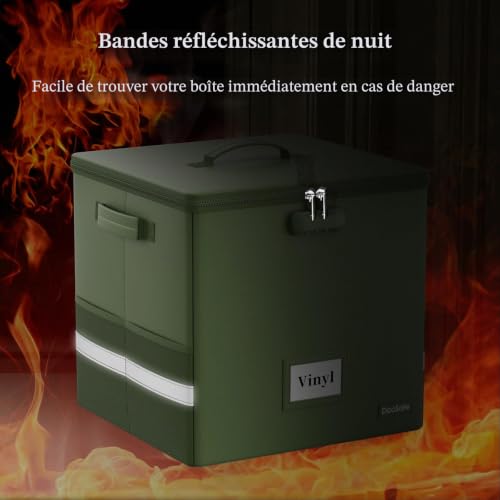 Mallette disques vinyles DocSafe ignifuge avec verrouillage à code vert