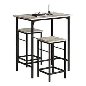 SoBuy Set Mesa Alta de Bar y 2 taburetes Mesa de Comedor Estilo Industrial OGT10-HG ES (2 sillas)