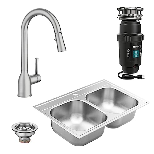 Moen Kitchen Sink Stainless Steel Basket Strainer With Drain Assembly, 3-1/2 Inch Sink Drain Stopper Plug, 22036 #TOP4
