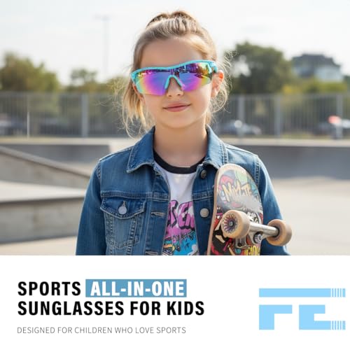 Image of FEISEDY Kids Polarized Sports Sunglasses, TR90 UV400 Baseball Cycling