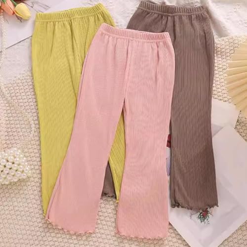 Girls Flared Pants Plain Ruffle Tight Legging Bell Bottom Elastic High Waist Pants Wide Leg Casual Loose Trouser4