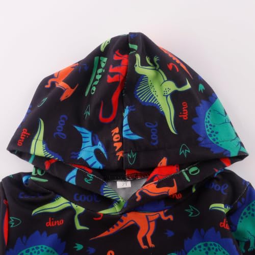 Image of Akyzic Baby Boys Dinosaurs Hoodie Boys Shark Pullover with Pocket Kids Truck Warm Sweatshirt Sweater