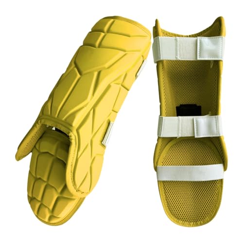Folpus Espinilleras de béisbol y Softbol para Adultos, espinilleras Protectoras ergonómicas, Ligeras, versátiles y cómodas, Amarillo