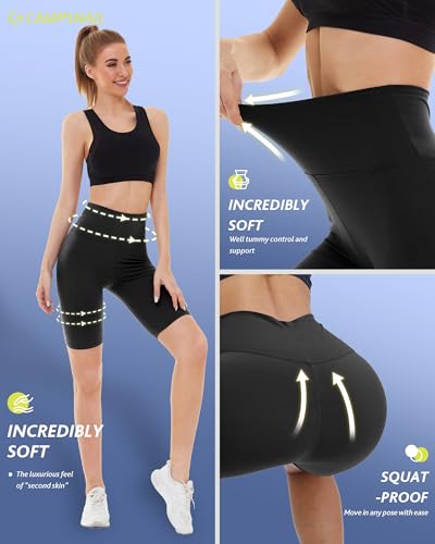 Image of CAMPSNAIL 4 Pack Biker Shorts for Women High Waist - 5 inch /8 inch Tummy Control Soft Athletic Yoga Workout Running Gym Shorts