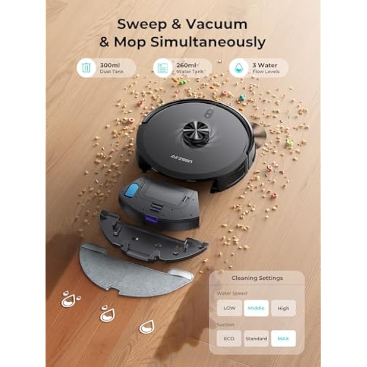 Robot Vacuum and Mop, Upgraded Bagless Robot Vacuum Cleaner with Self-Emptying, 6000Pa Robotic Vacuum with LiDAR Navigation, Smart Mapping, Schedule, App/Alexa Control for Carpet/Pet Hair, Q20 Ultra