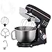 HOMCOM Küchenmaschine Knetmaschine mit 5,5L Edelstahlschüssel 1400W Teigmaschine mit 6+P Geschwindigkeit Küchenmixer mit Knethaken, Rührhaken, Spritzschutz, Schlagbesen, Teigschaber und Eiertrenner
